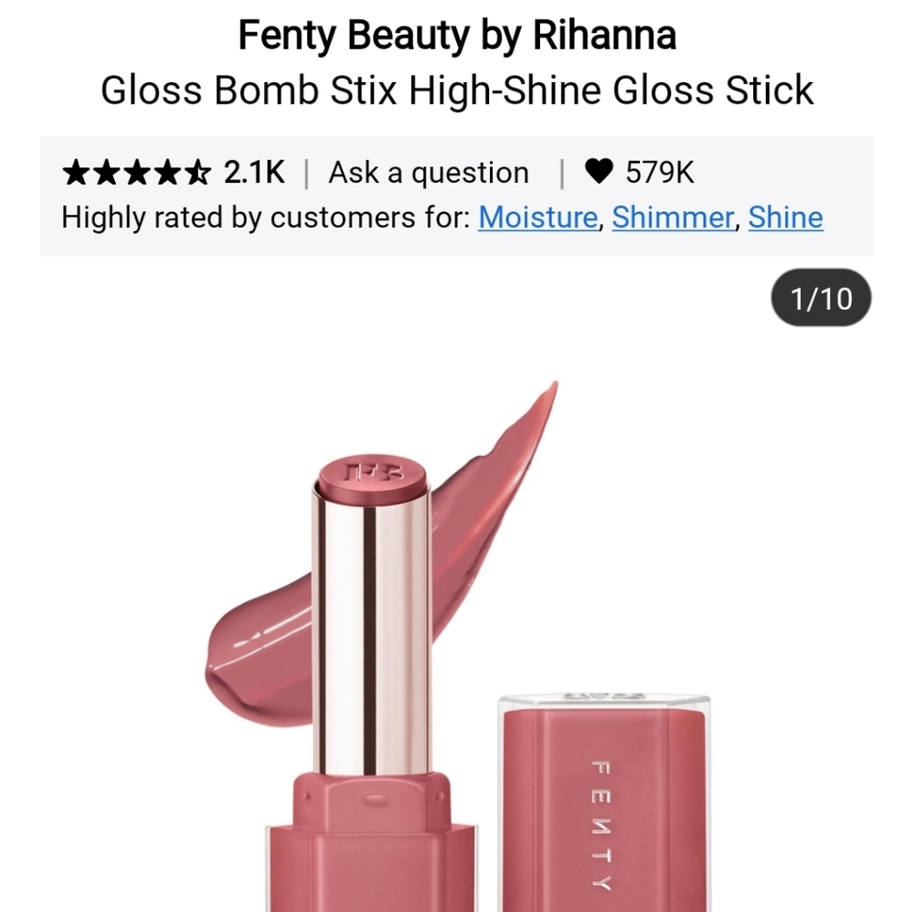 NIB FENTY BEAUTY GLOSS BALM STIX HIGH SHINE GLOSS STICK IN IS IT FUSSY